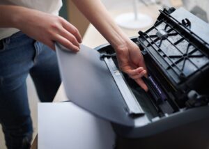 man using managed printer
